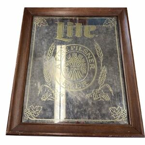 Vintage Miller Lite Beer Framed Mirror Sign